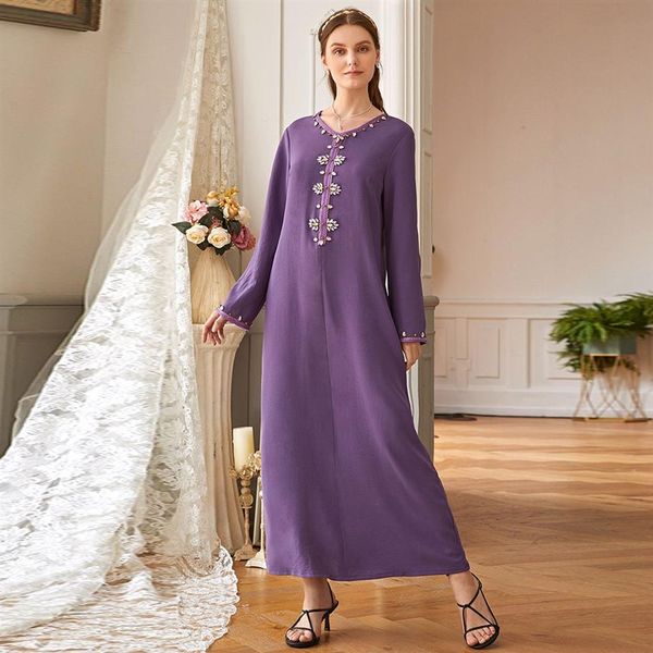 Violet Abaya dubaï turquie mode musulmane Hijab robe européenne Islam vêtements Maxi robes pour femmes Vestidos De Moda Musulman3111