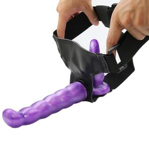 Purple Adult Game Sex Toy Toy Dildo Strap sur Dildo Double Dongs Strapon Sex Toy Sex Produit pour les couples Strapon Pinis pour femme Y189203600358