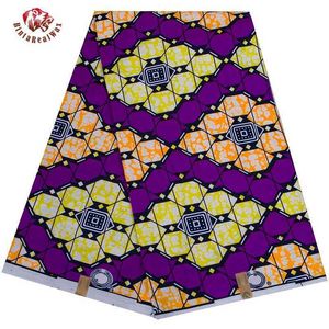 Tissu africain violet 6 Yards/lot tissu en Polyester Ankara pour robe couture véritable tissu imprimé à la cire par le concepteur de cour FP6408 210702