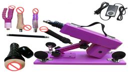 Ensemble de mitrailleuses sexuelles automatiques violettes pour femmes et hommes, machines d'amour puissantes et rétractables avec masturbation masculine et accessoires de gode3169766