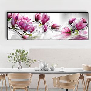 Cuadros de pintura en lienzo de flores de árboles en flor púrpura, póster e impresiones, imágenes artísticas de pared minimalistas para sala de estar, cocina