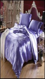 Purple Blue Mulberry Silk Satin beddengoed set