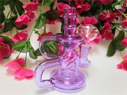 Paarse waterpijpen Recycler Dab Rig 5 inch dik roken waterpijp 14mm gezamenlijke kleine glazen bong goedkope glazen waterpijpen gratis verzending