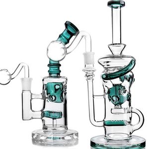 Gros verre eau Bongs narguilés bobine congelable base de bécher en verre épais fumer des tuyaux en verre recycleur plates-formes pétrolières avec bol de 14mm