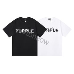 Purple-Brand 2023ss T-shirts couleur coton imprimé lâche décontracté hommes et femmes à manches courtes chemise de mode à la mode haut de rue