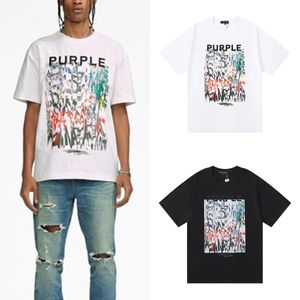 Violet marque 2023Ss T-Shirts couleur imprimé coton ample décontracté hommes et femmes T-Shirt à manches courtes