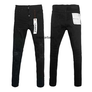 Les jeans noirs américains de la marque violette American High sont polyvalents pour les hommes et les femmes avec des trous de base et un pantalon mince et long