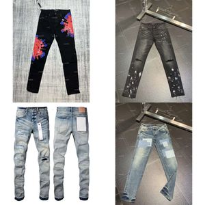 Paars merkontwerper mannen borduurwerk gescheurd trend dames vintage pant casual solide klassieke rechte jean voor mannelijke motorfiets jeans rock revival s s s s s s