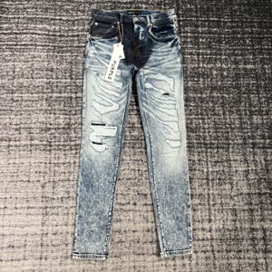 Paars-merk mode heren jeans coole stijl ontwerper denim broek noodlijdende gescheurde biker zwart blauw Jean slim fit motorfiets maat 30-38