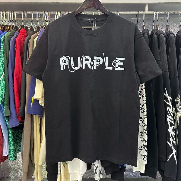T-shirt manches courtes unisexe, ample et surdimensionné, avec Logo lourd de marque violette 23SS, lettres imprimées Vintage, Hip Hop, été