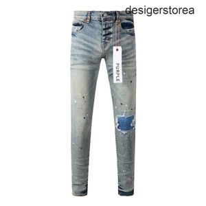 Jeans de marque violette 1 1 Réparation de haute qualité de haute qualité Pantalon de jean maigre