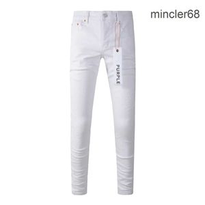 Jeans de marque violette 2024 New Street White Jeans mode Réparation de haute qualité Pantalon de jean maigre à faible augmentation