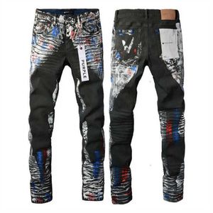 Paarse merk jeans 2024 lente ontwerper heren denim broek mode broek recht ontwerp retro streetwear casual joggingbroek usa high street Q2m6 1u86