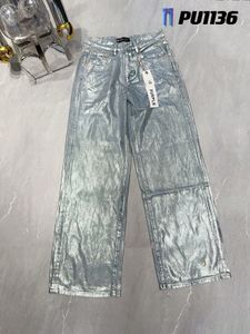 Jeans de marque violette 24ss jeans de créateurs pour femmes et hommes Tendance argentée Jeans High Street Hip Hop Pantal