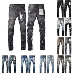 Paarse jeans Heren denim broek Designer jeans heren zwarte broek hoge kwaliteit paarse merkjeans verontruste zwarte gescheurde biker streetwear casual ontwerpers joggers broek