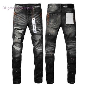 Jeans pour hommes de marque Purple Brand Jeans American High Street Black Hole Patch 9018