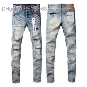 Jeans pour hommes de marque Purple Brand Jeans American High Street Blue Distressed 9003
