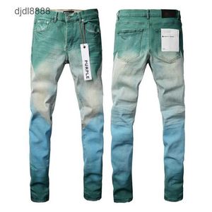 Purple Brand Jeans American High Street Heavy Industry Spray Painted PU Lijsten Gradiënt 9047