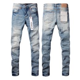 Brand Purple Brand Jeans American High Street Jeans Hole Purple Ruin Robin Religion Pantal