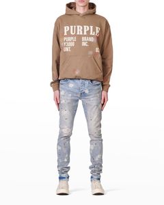 Jeans de marque violette American High Street Jeans Hole Purple Ruin Robin Religion Pantal