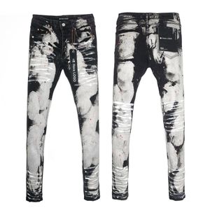 Brand Purple Brand Jeans American High Street Jeans Hole Purple Ruin Robin Religion Pantal