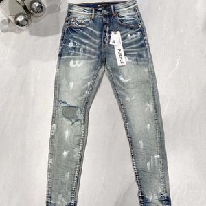 Paarse merkjeans Amerikaanse high street paint-distressed jeans