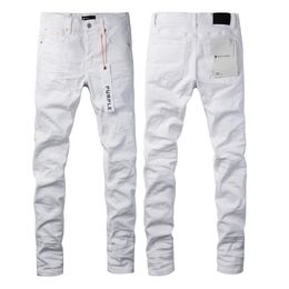 Jeans de marque violette jeans jeans pour hommes à basse hauteur jean blanc couleurs streetwear jeans déchirés pantalon masculin de haute qualité 240325
