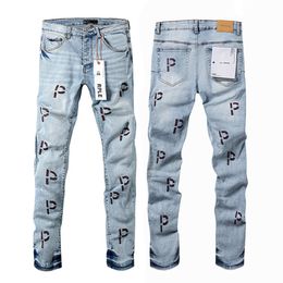 Brand Purple Brand Jeans Designer Jeans and Women Bad Hole Jeans High Street Printed Letter Jeans Hip Hop Motorcycle Pantal