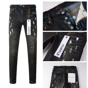 jeans de marque violet jeans de créateur pour moto skinny pour hommes patchwork déchiré pantalons de trou luxueux tout autour des jambes minces en gros dot jeans violets