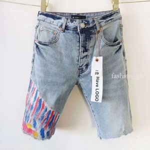 Paarse merk jeans ontwerper heren jeans shorts broek hiphop casual korte knie lenght Jean Clothing 29-40 Plus size hoge kwaliteit shorts denim jeans 813