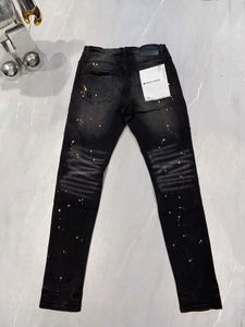 Jeans de marque violette mode haute qualité avec peinture de rue haute réparation en difficulté pantalon de jean maigre