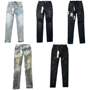 Purple-brand Jeans Mode Hommes Cool Style Luxe Designer Denim Pantalon En Détresse Ripped Biker Noir Bleu Jean Slim Fit Taille 28-40