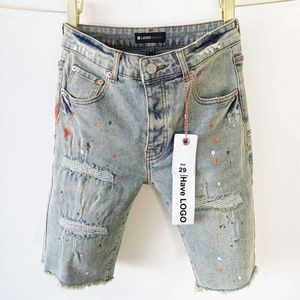 Paarse ontwerper Pant Stacked broek Biker -borduurwerk gescheurd voor trendgrootte jeans mannen tranen European Jean Mens Pants