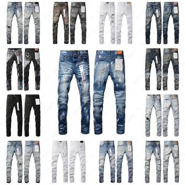 Jeans de marque violette pour hommes de la mode de mode pour hommes Jean 2024 Tendance peinture Patched Patte