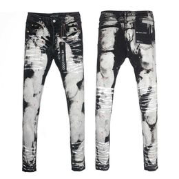 Paarse merk jeans high street zware ambacht gespikkelde inkt casual broek Amerikaans rechte been jeans