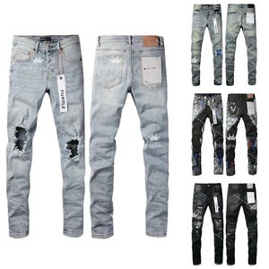 Jeans de marque violette jeans violets pavé de genou bleu clair mince fitywpf jeans de luxe créateur patch même style que les célébrités pantalon extensible masculin