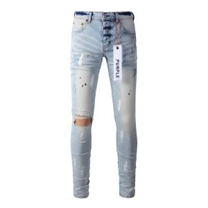 Paarse merkjeans Skinny jeans voor heren Street Broken Hole-denimbroek C3 Blauwe noodlijdende slim-fit gewassen broek Broek met slanke pijpen CYD24030602