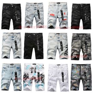 paarse merk jeans korte herenontwerper strakke en zachte denim shorts rechte gaten casual zomer nachtclub blauwe dames shorts patch dezelfde stijl paarse merk jeans