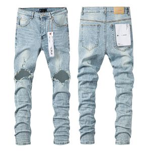 Paarse merk jeans trend hiphop gat persoonlijkheid Amerikaanse hiphop Stijlvolle en slanke broek