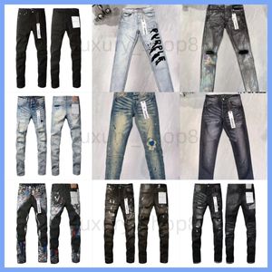 Paarse merkjeansbroeken Heren Designer Jean Damesjeans Rechte pijpen Laagbouwbroek Recht ontwerp Retro Streetwear Joggingbroek Denim Cargo Hip 28-40