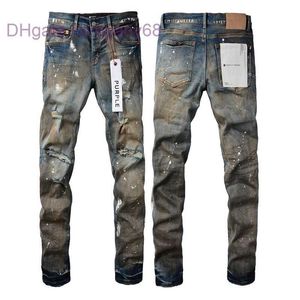 Jeans pour hommes de marque Purple Brand Jeans avec peinture et trous américains en détresse 9012