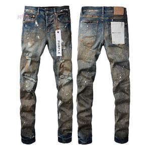 Paarse merk jeans met Amerikaanse matte verf en versleten gatenesi2 ez2o mrhq