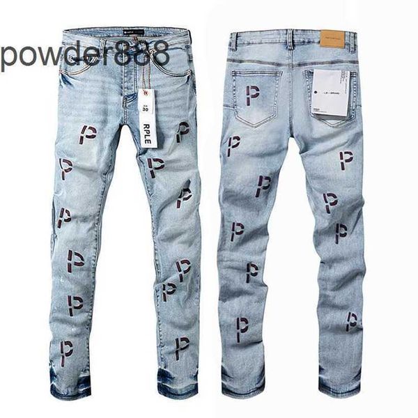 Jeans De Marca Púrpura Con Letras Bordadas Artesanalmente Pesadas Pierna Recta Americana It4u