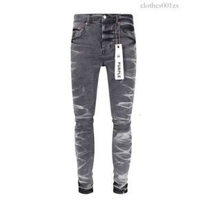 Jeans pour hommes violet Brand pour hommes ridés gris gris streetwear déchiré long 6b43