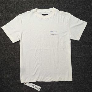 PURPLE BRAND Hommes décontracté pur coton à manches courtes col rond ample régulier bleu lettre blanc T-shirt