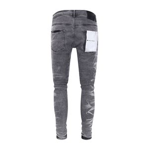 Paarse merk heren jeans gerimpeld grijze modebroek streetwear scheurde lange ZnMR