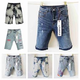 shorts de marque violet shorts en jean pour hommes jeans Middle Style décontracté en coton Tissu lavage vintage street street à la mode Hip Hop Hole Designer Shorts 02