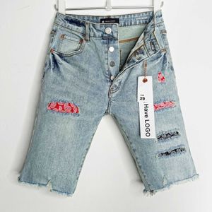 Shorts de marque violet shorts denim jeans middle jeans de style décontracté en coton mélange lavage violet shorts street à la mode Hip Hop Hole Designer Shorts 872