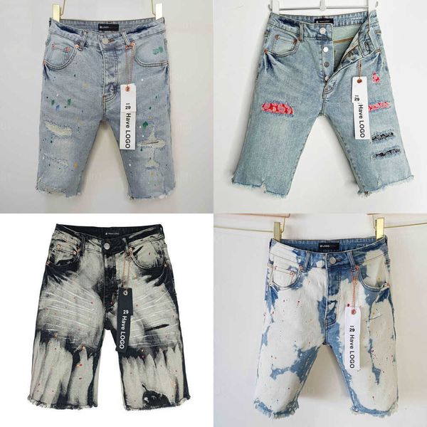 shorts de marque violet shorts denim jeans masculins jeans décontractés de style coton mélange lavage vintage street street à la mode hip hop short de créateurs shorts