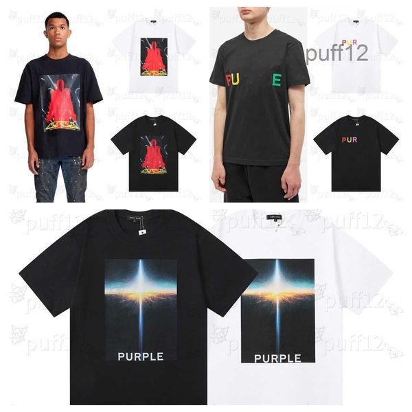 Púrpura marca camiseta 2024ss diseñador para hombre moda de lujo verano alta calidad alfabeto coloreado algodón suelto casual unisex calle hip hop camiseta R5Q8